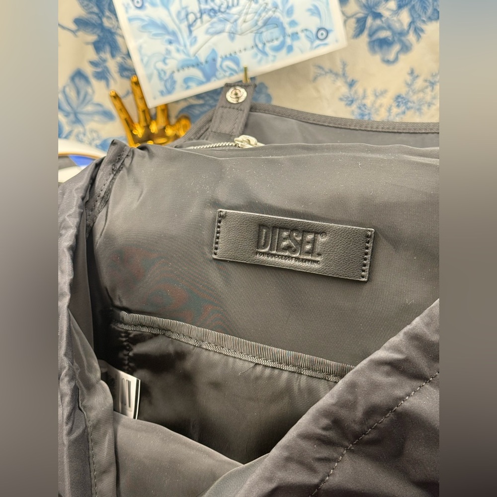 🆕 DIESEL 🧿 NWT Logos L-Large Backpack, Black Recycled Nylon - Picture 12 of 15